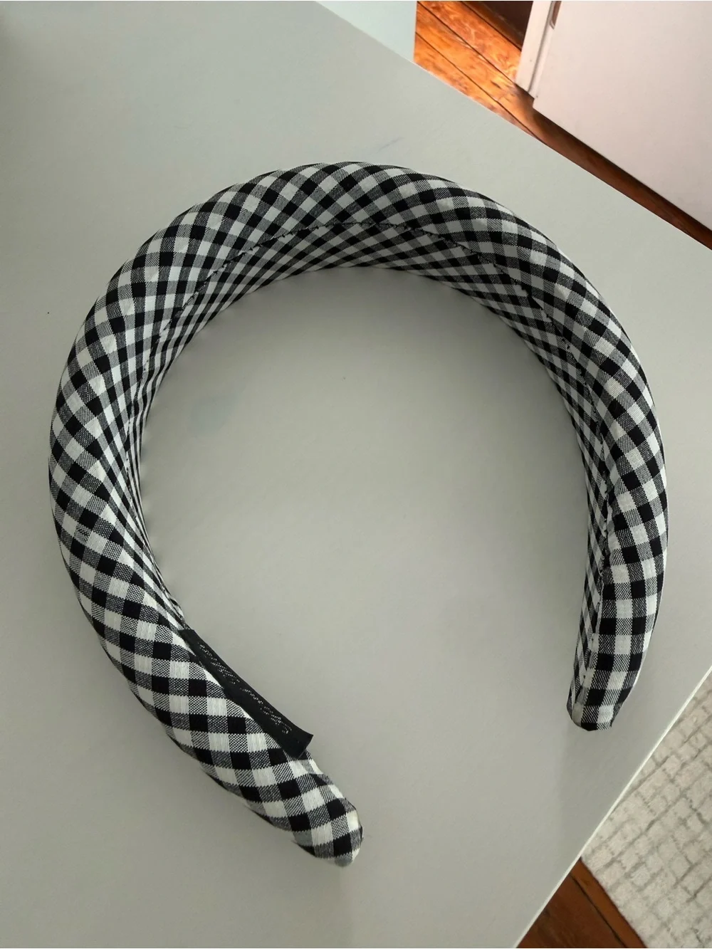 Anthropologie Gingham Black and White Headband